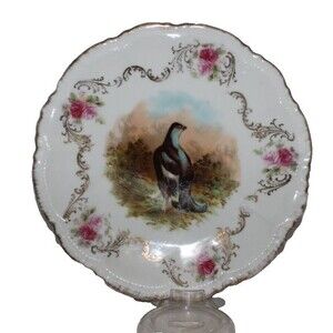 PM Bavaria Antique Wild Game Bird Grouse Cabinet Plates c1895-1910